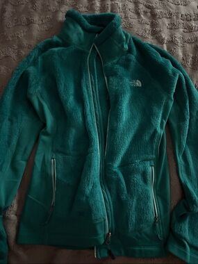 The North Face Women's Teal Plush Full-Zip Teddy Jacket